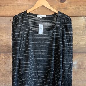 Ladies Black Shirt With Silver Stripe